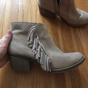 Tan Booties with Fringe